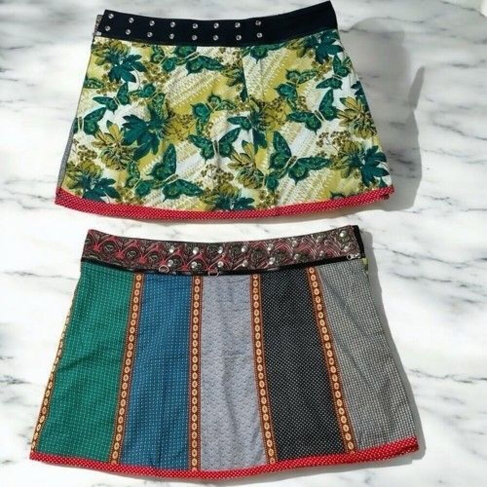 Zand Amsterdam Patchwork Grunge Snap Reversible Wrap Skirt Women‎ One Size